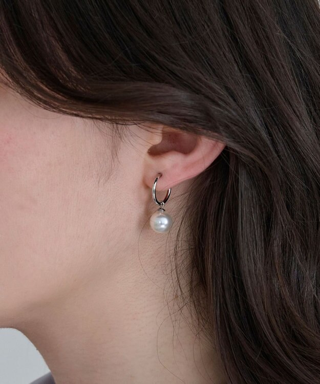 Phoebe 〈金属アレルギー対応〉バランスパールフープイヤリング　シルバー/ステンレス/大ぶり/存在感◎/主役級 シルバー