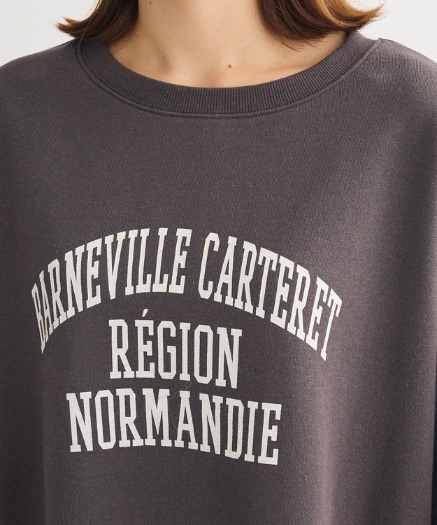 Green Parks 裏起毛配色ステッチロゴチュニック Dark Gray