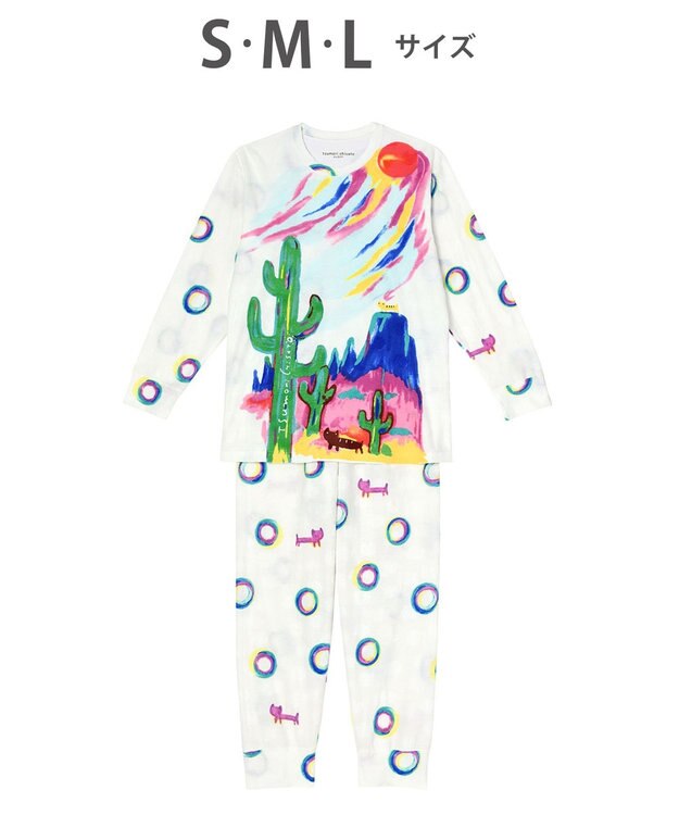 tsumori chisato SLEEP パジャマ　長袖　長ズボン　ルームウエア　綿100%　パイル生地　/ワコール　UDX540 アイボリー