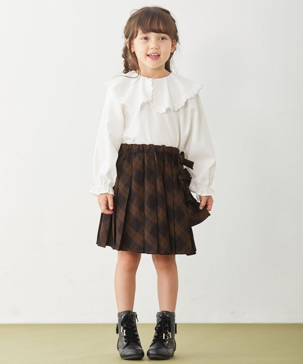 ANY KIDS チェックプリーツスカート ブラウン系チェック