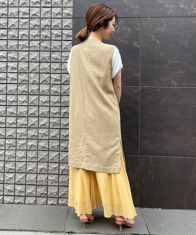 UNFILO 【イージーケア】コットンシフォンスカート ライトイエロー系