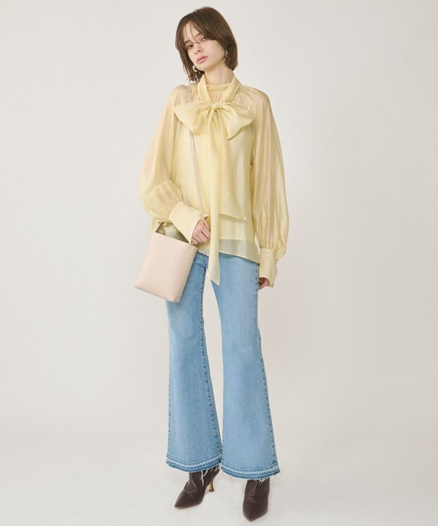 GRACE CONTINENTAL シアーボウタイブラウス イエロー