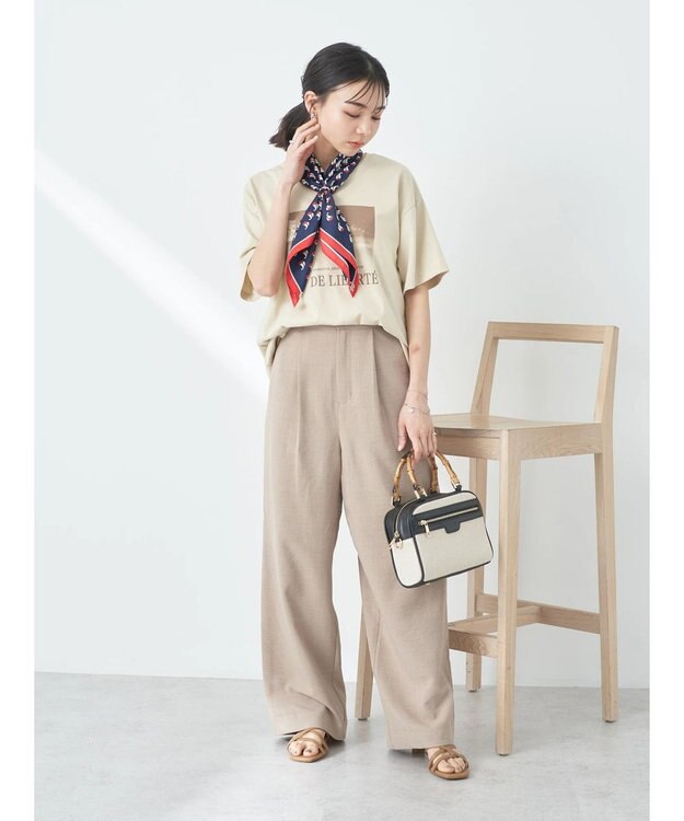 earth music&ecology タックワイドパンツ Beige