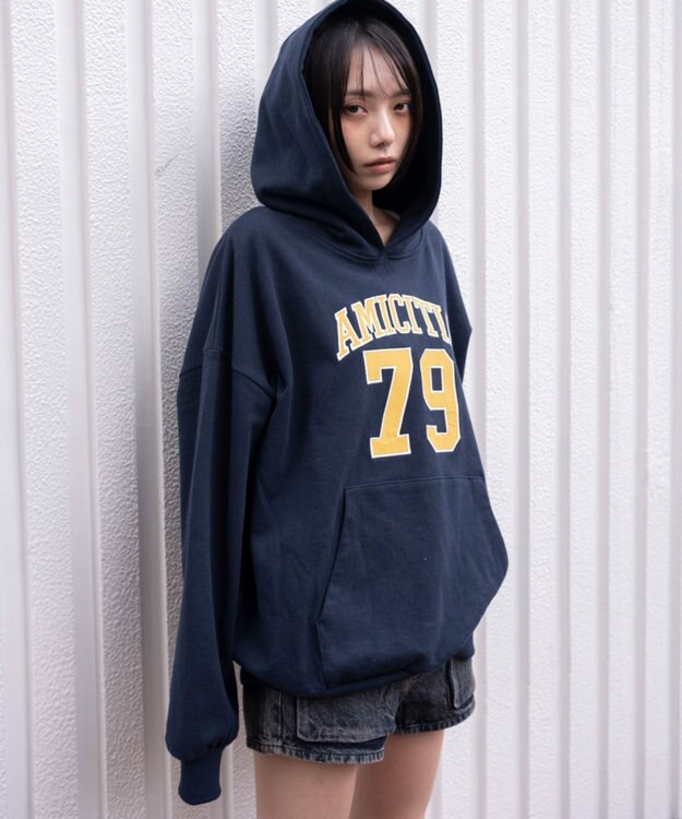 WEGO グラフィックビッグプルパーカー ネイビー