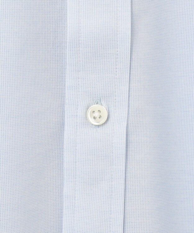 J.PRESS MEN 【KING SIZE】ピンチェックジャージ バンドカラーシャツ サックスブルー系