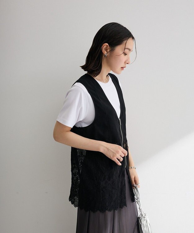 Green Parks レースドッキングＺＩＰベスト Black