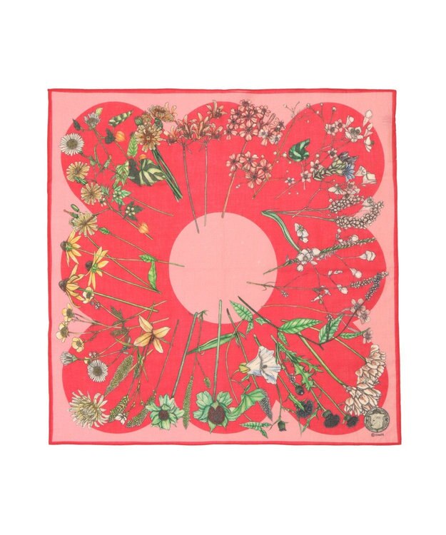 MOONBAT SWASH LONDON フラワープリント コットン スカーフ ローズピンク