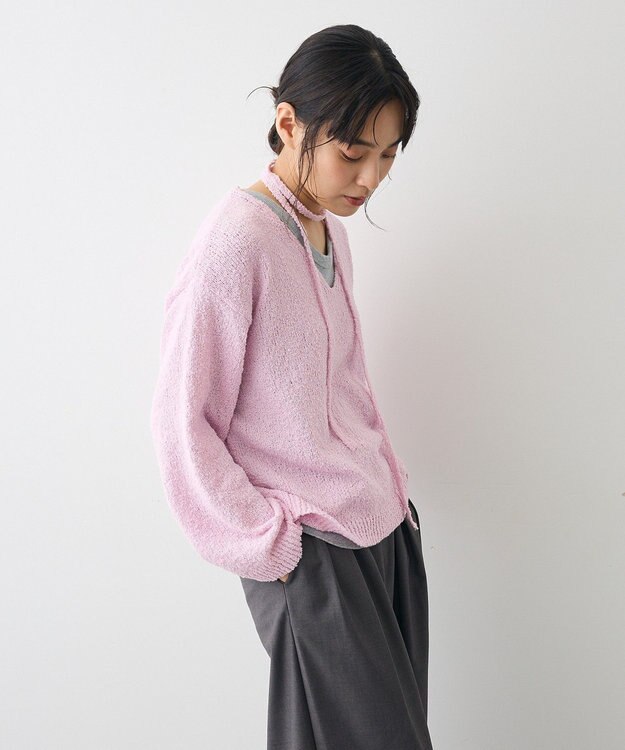 CRAFT STANDARD BOUTIQUE ファンシーヤーンVネックプルオーバー Pink