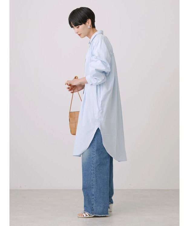 AMERICAN HOLIC バックギャザーシャツワンピース Sax