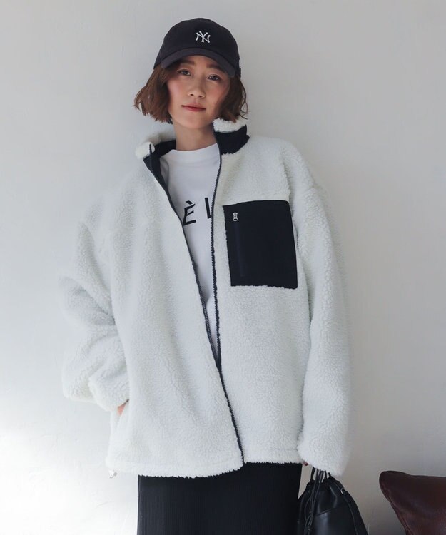 WEGO 【2025年秋冬新作アイテム/ユニセックス着用ITEM/SMLサイズ展開】ボアブルゾン オフホワイト