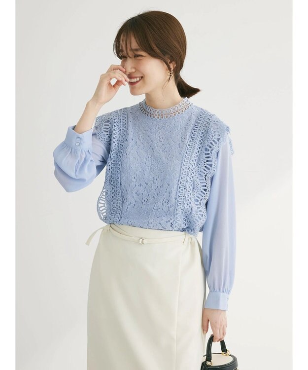 Green Parks ・Ｐｅｔｉｔ　Ｆｌｅｕｒ　イロイロレースブラウス Blue