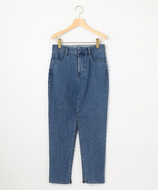 組曲 ライトデニム ベルト付きストレートパンツ インディゴネイビー系