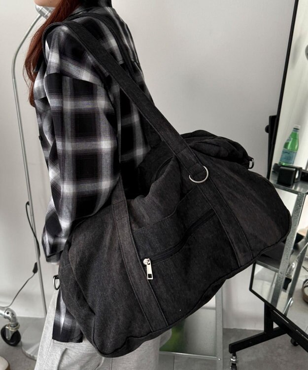 WEGO 2wayBIGボストンショルダー デニムブラック