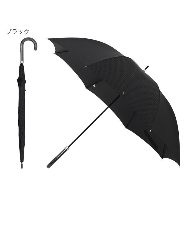MOONBAT 【大きめ】POLO RALPH LAUREN 長傘 メンズ ストライプ ワンポイント刺繍 70cm ブラック