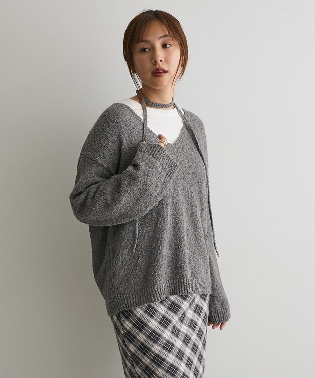 CRAFT STANDARD BOUTIQUE ファンシーヤーンVネックプルオーバー Gray