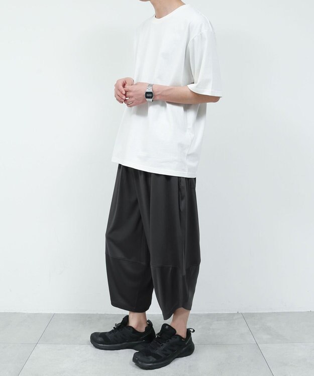 WEGO 【機能性パンツ/ウエストゴム】サルエルパンツ ブラック中濃色
