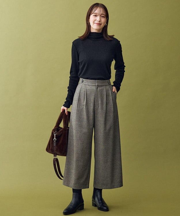 ANY L 【ウエストゴム】ライトツイードパンツ グレー