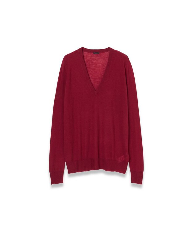 JOSEPH 【洗える】キャッシュエアー　Vネックニット Ruby