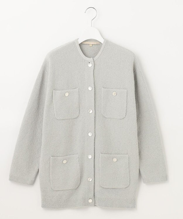 自由区 L 【洗える】テクスチャーコットンブレンド ニットアウター グリーン系