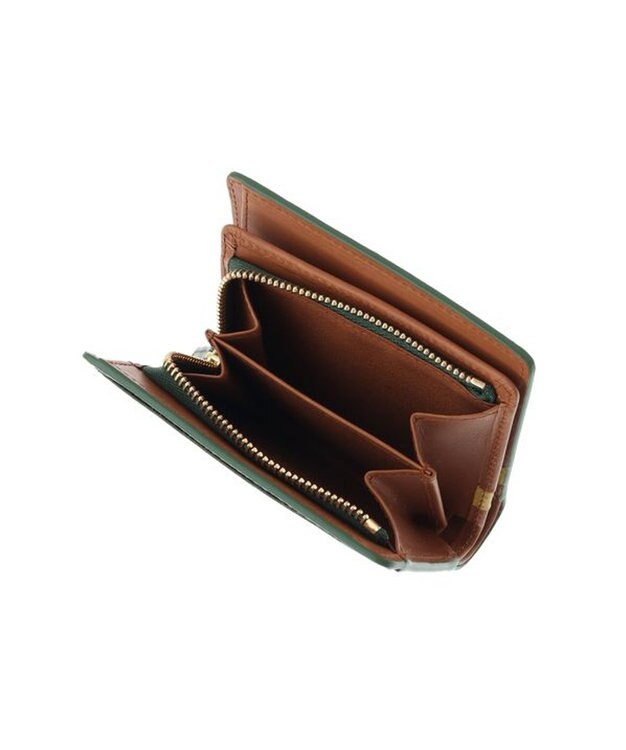 genten ミネルヴァ2 二つ折り財布内Lファスナー グリーン