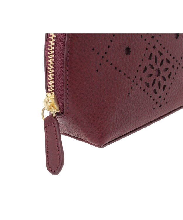 genten アーガイルカットワーク ポーチ ワイン