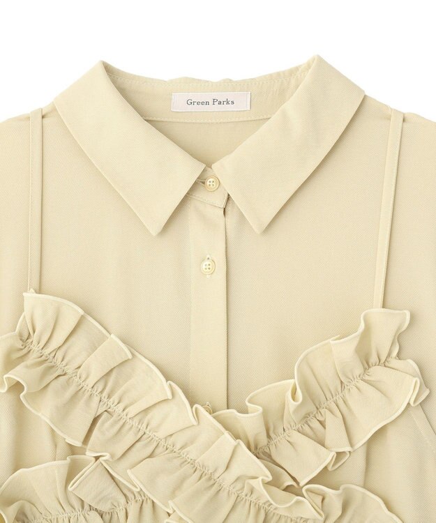 Green Parks ＳＥＴ２点フリルビスチェ＋シャツワンピース Light Khaki