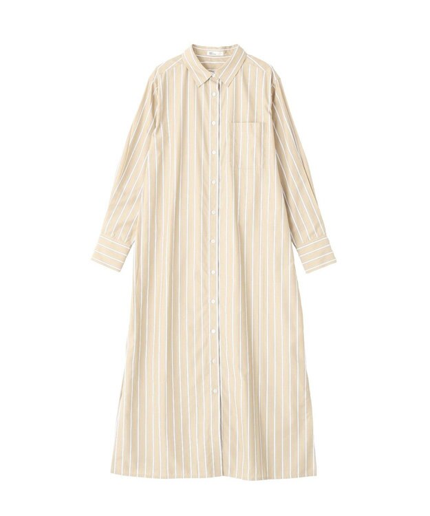 CRAFT STANDARD BOUTIQUE ストライプシャツワンピース Stripe Beige