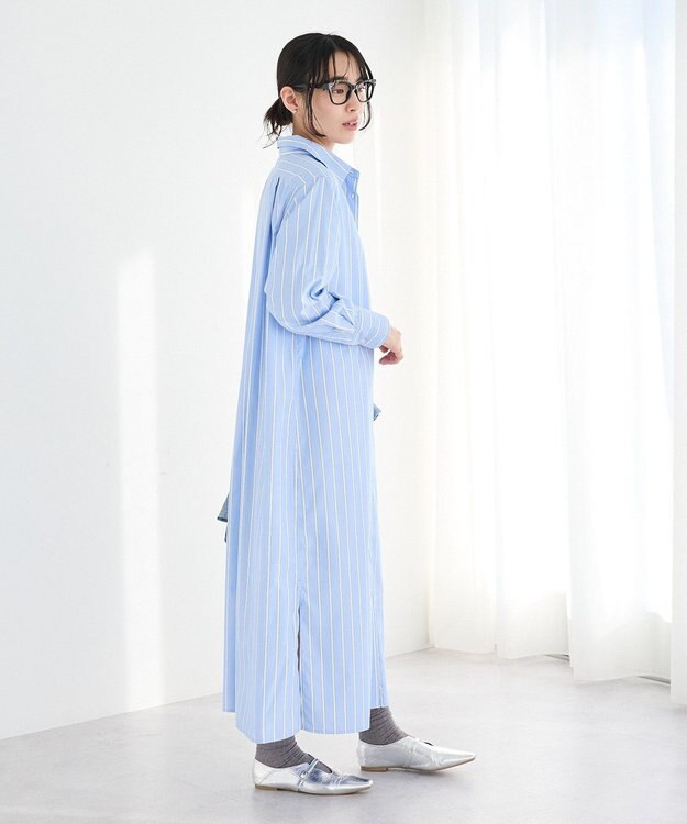 CRAFT STANDARD BOUTIQUE ストライプシャツワンピース Stripe Beige