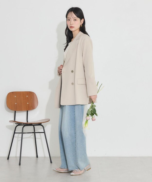 earth music&ecology ダブルテーラードジャケット ベージュ