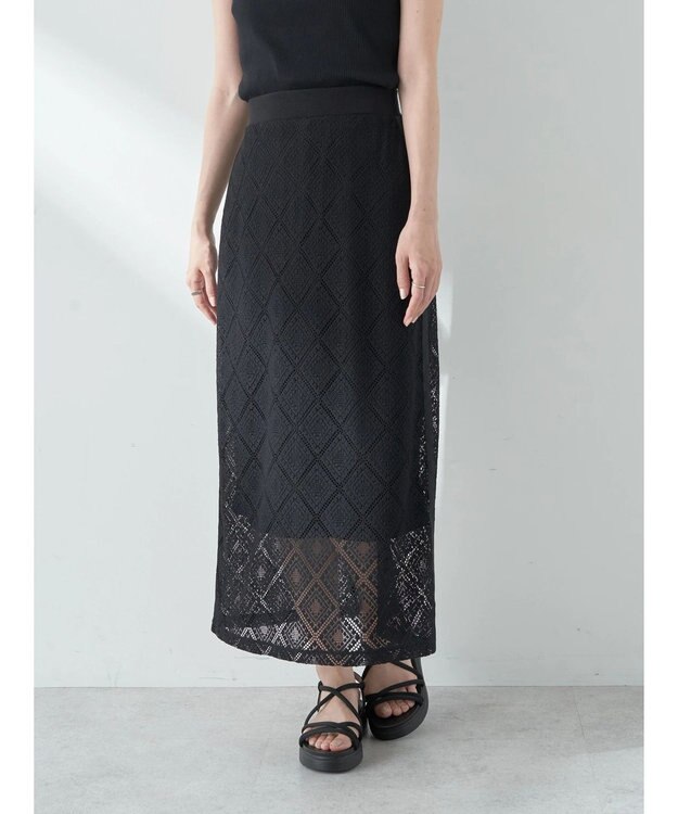 earth music&ecology モチーフナロースカート Black