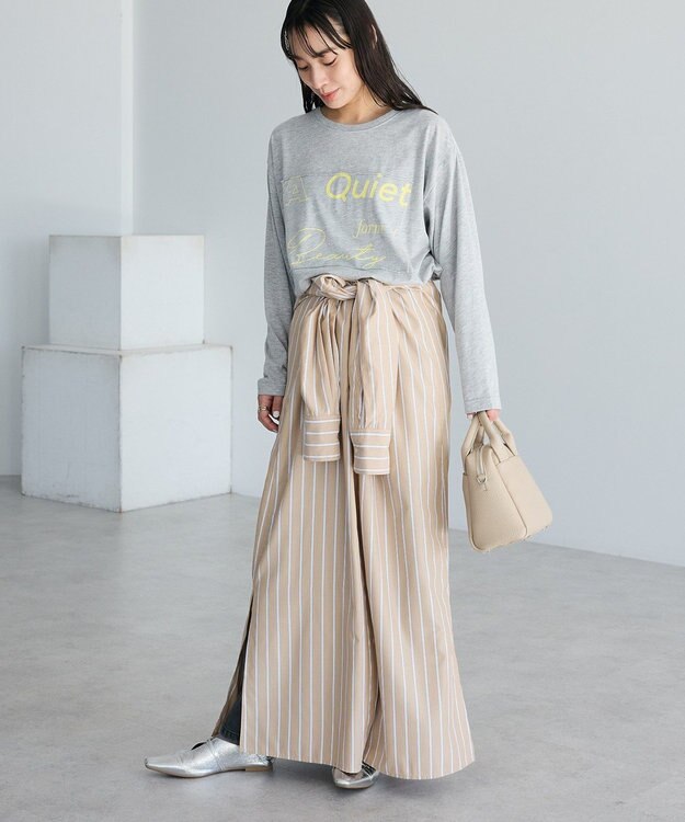 CRAFT STANDARD BOUTIQUE ストライプシャツワンピース Stripe Beige