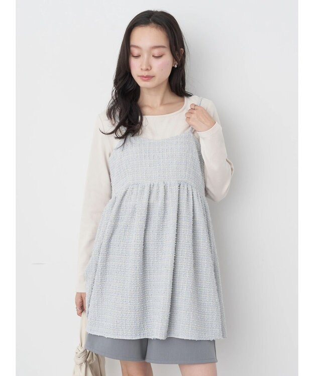 earth music&ecology ツイードキャミチュニック Blue