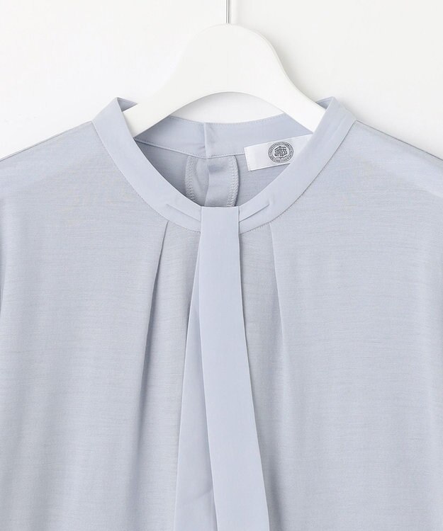 J.PRESS LADIES ウォッシャブルウールジャージー ボウタイ カットソー サックスブルー系