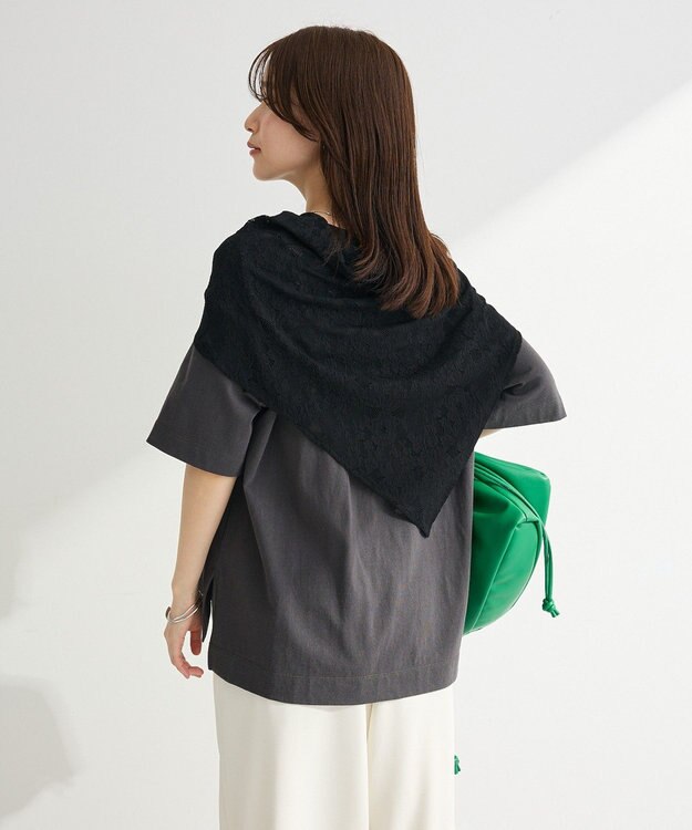 Green Parks ＳＥＴ２点フォトＴシャツ＋レーススカーフ Charcoal Gray