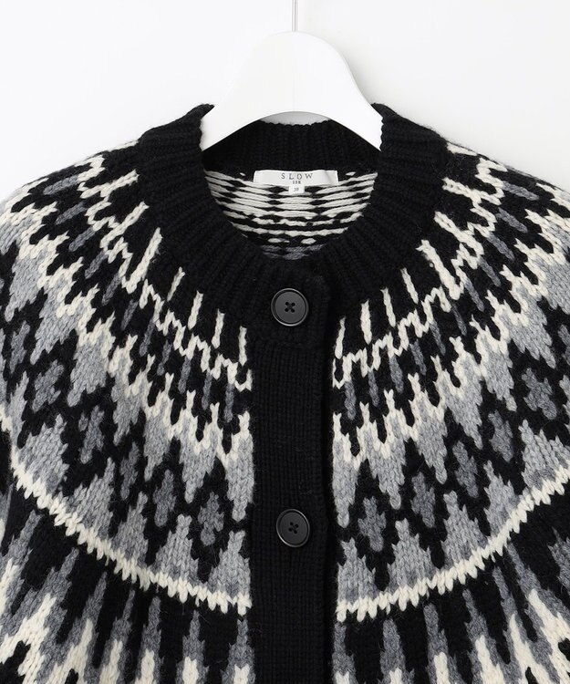 23区 S 【SLOW/一部店舗限定】ノルディック ニット カーディガン ブラックベース
