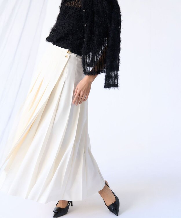 23区 【GOLD LABEL】タスランタイプライター アシンメトリー ラップスカート オフホワイト