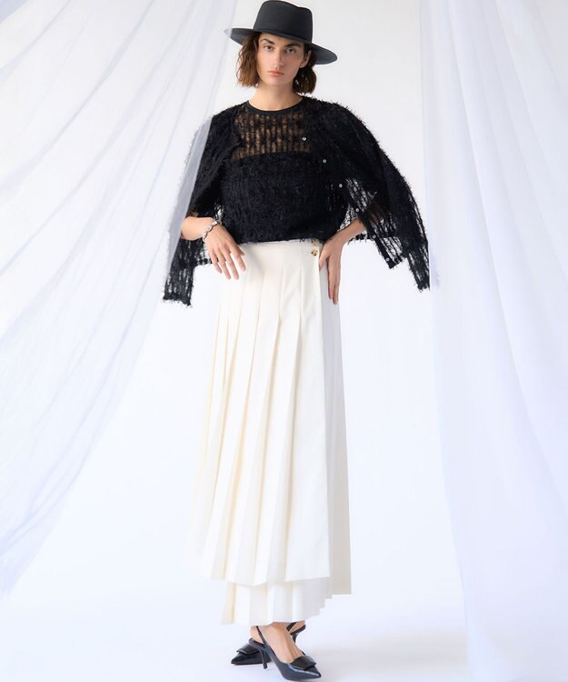 23区 【GOLD LABEL】タスランタイプライター アシンメトリー ラップスカート オフホワイト