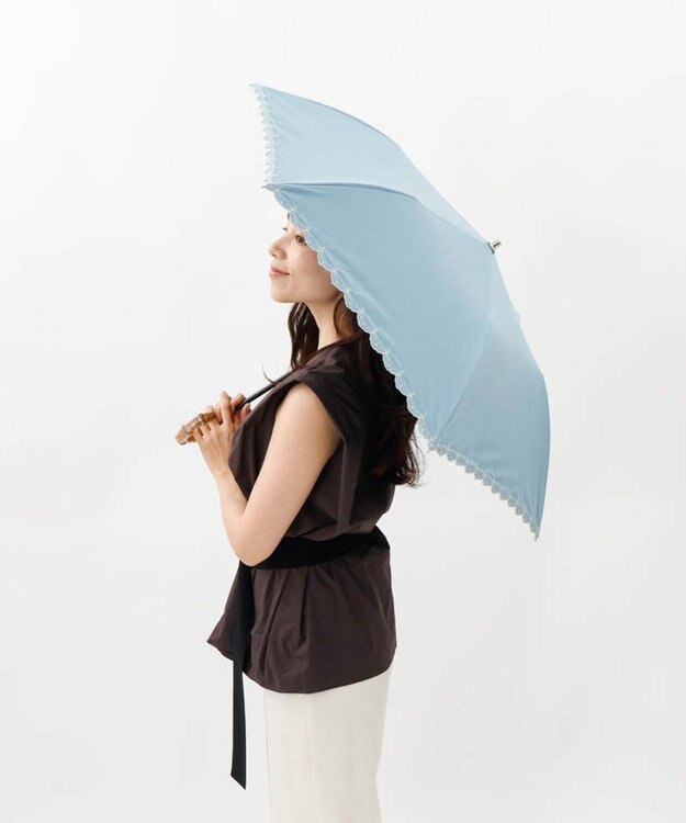 AURORA 【 BLAO（ブラオ）】サマーシールド ボーラー刺しゅう晴雨兼用傘(折りたたみ傘) ターコイズ