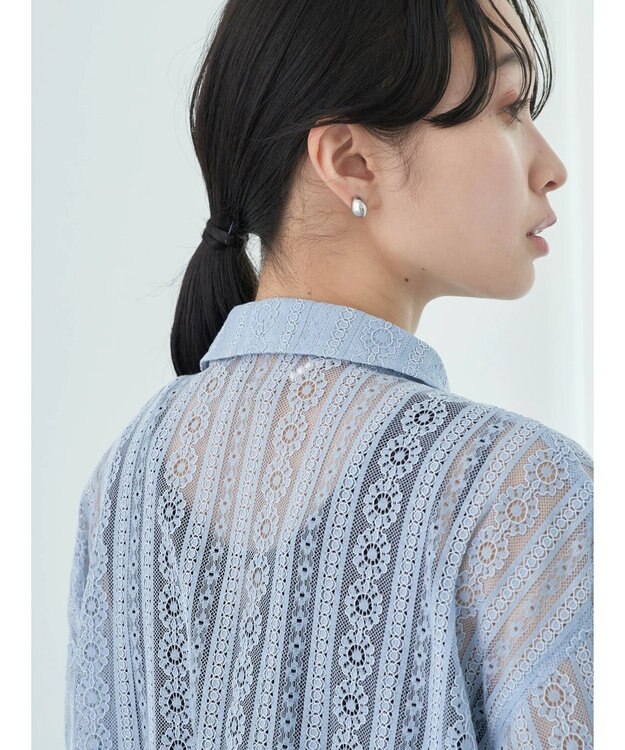 earth music&ecology フラワーレースシャツ Sax