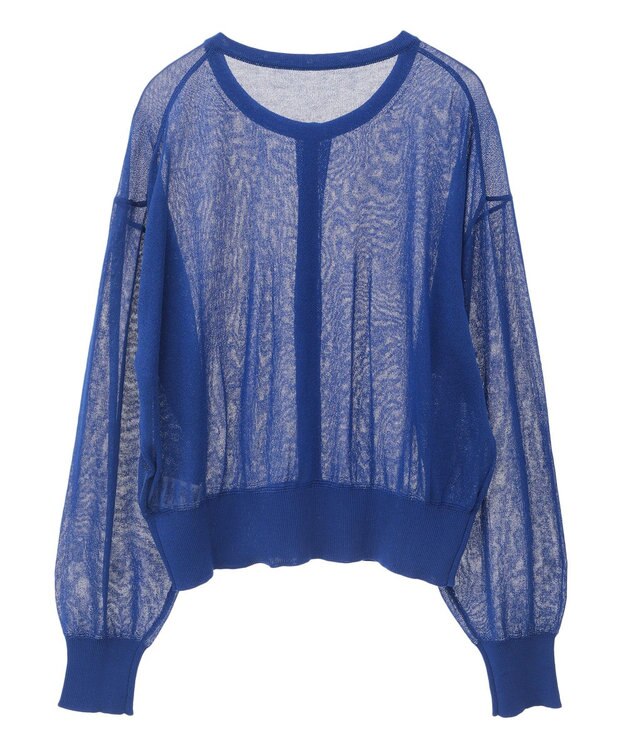 earth music&ecology 【予約】接触冷感シアークルーニットカーディガン ブルー