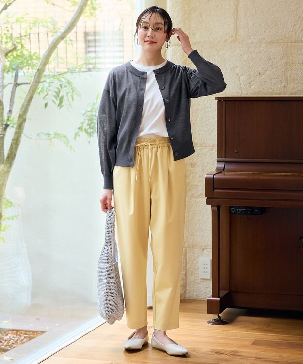 ANY 【ウエストゴム】イージーケアライトストレッチテーパードパンツ オレンジ