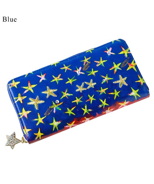 tsumori chisato CARRY エジプシャンスター ラウンドファスナー長財布 【きめ細かな羊革】 ブルー