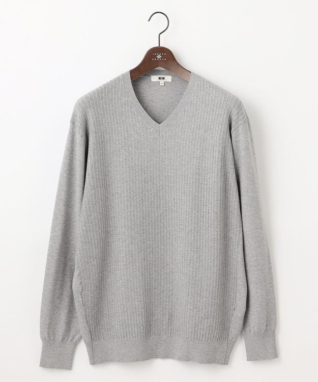JOSEPH ABBOUD 【キングサイズ・洗える/チクチクしない/3シーズン対応】SNOWY Vネック  ニット ライトグレー系