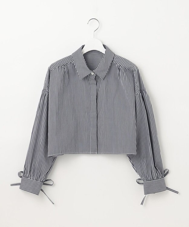 Feroux 【ONWARD CROSSET MAG掲載・2WAY】リボンクロップド シャツ ネイビー系2