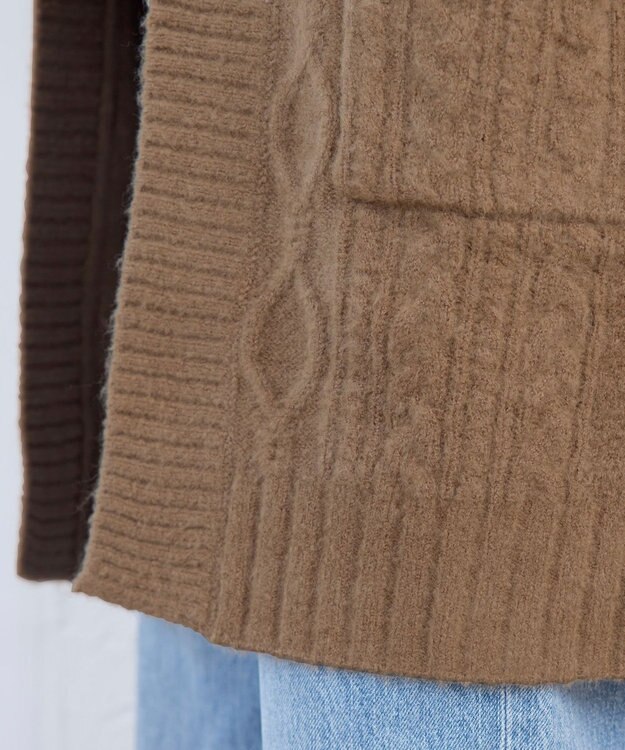 Tiaclasse 【洗える】大人華やかなアラン柄ニットカーディガン キャメル