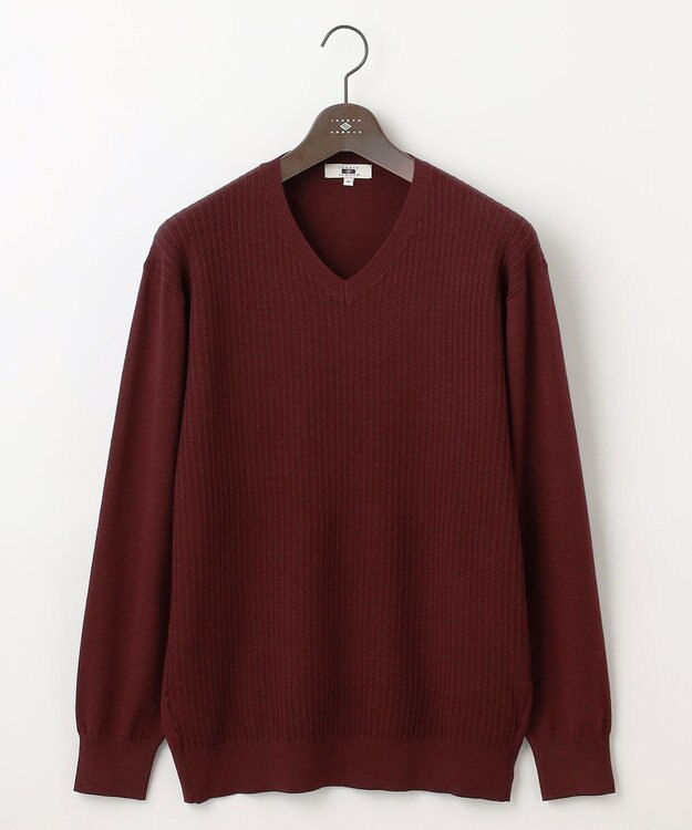 JOSEPH ABBOUD 【キングサイズ・洗える/チクチクしない/3シーズン対応】SNOWY Vネック  ニット ワイン系