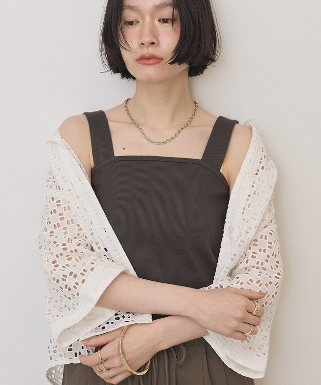 AMERICAN HOLIC 【抗菌防臭】スクエアベアタンクトップ Charcoal Gray