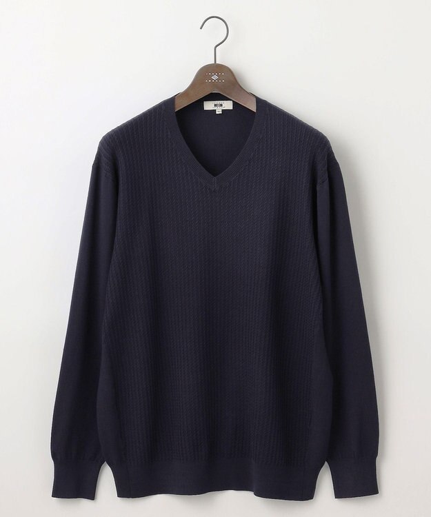 JOSEPH ABBOUD 【キングサイズ・洗える/チクチクしない/3シーズン対応】SNOWY Vネック  ニット ネイビー系