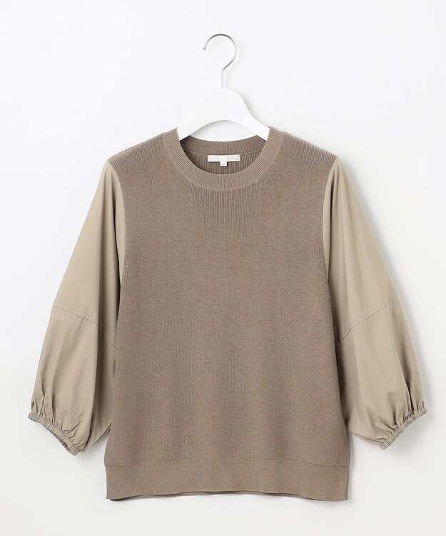 自由区 L 【カタログ掲載・洗える】ハイツイストコットンアセテート異素材コンビ トップス ダークサンドxサンド