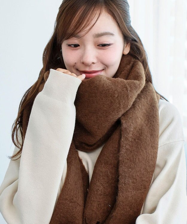 WEGO 【マフラー/ユニセックス着用】ワイドフリンジストール ブラウン